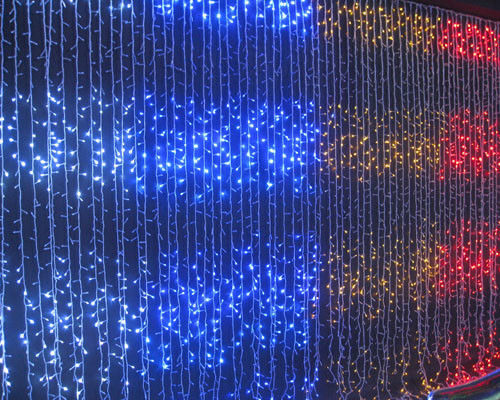 العرض العلوي 230v الخيالية في الهواء الطلق ستارة إضاءة عيد الميلاد للحديقة