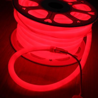 360 درجة 120LED / M 16mm دائرية أدت مصابيح النيون المرنة 24V IP67 اللون الأحمر