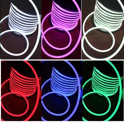 220V RGB Full Color changing LED Neon Rope ضوء أنبوب PVC مرن (14 * 26mm)