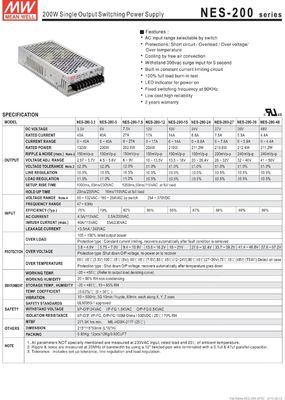 2017 الجديد MEAN WELL الأصلي NES-200-12 12V 17A في الوقت نفسه 12V 204W مصدر طاقة واحد للتبديل
