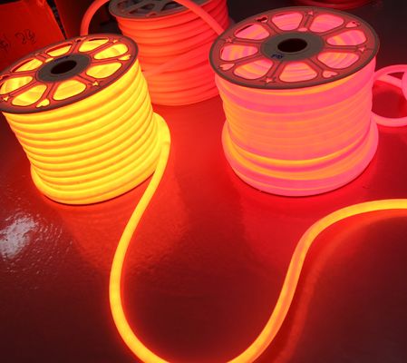 أنبوب LED مضاد للماء بـ 360 درجة أحمر 24 فولت دائري أنبوب نيون مرن 25 ملم خرطوم PVC أصفر